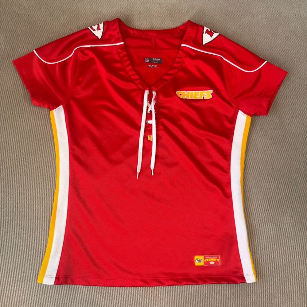 Kansas City Chiefs NFL Women’s Fitted Lace Up Jersey Size Large
